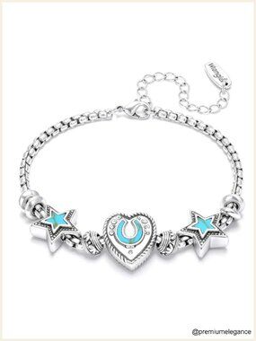 Silver & 14K Gold Plated Sliding Charm Bracelet - Western Jewelry with Charms